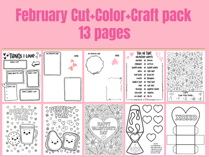 February | Cut + Color + Craft | Classroom Printables