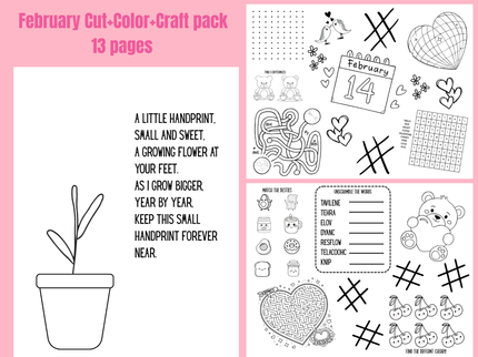 February | Cut + Color + Craft | Classroom Printables