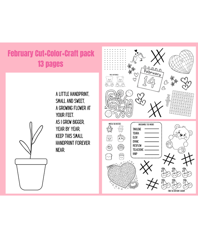 February | Cut + Color + Craft | Classroom Printables