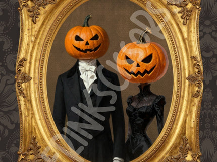 Halloween Wall Art _ Gothic Victorian Pumpkin Portraits
