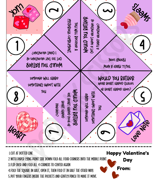 Valentine Fortune Teller/Cootie Catcher | Printable Valentine