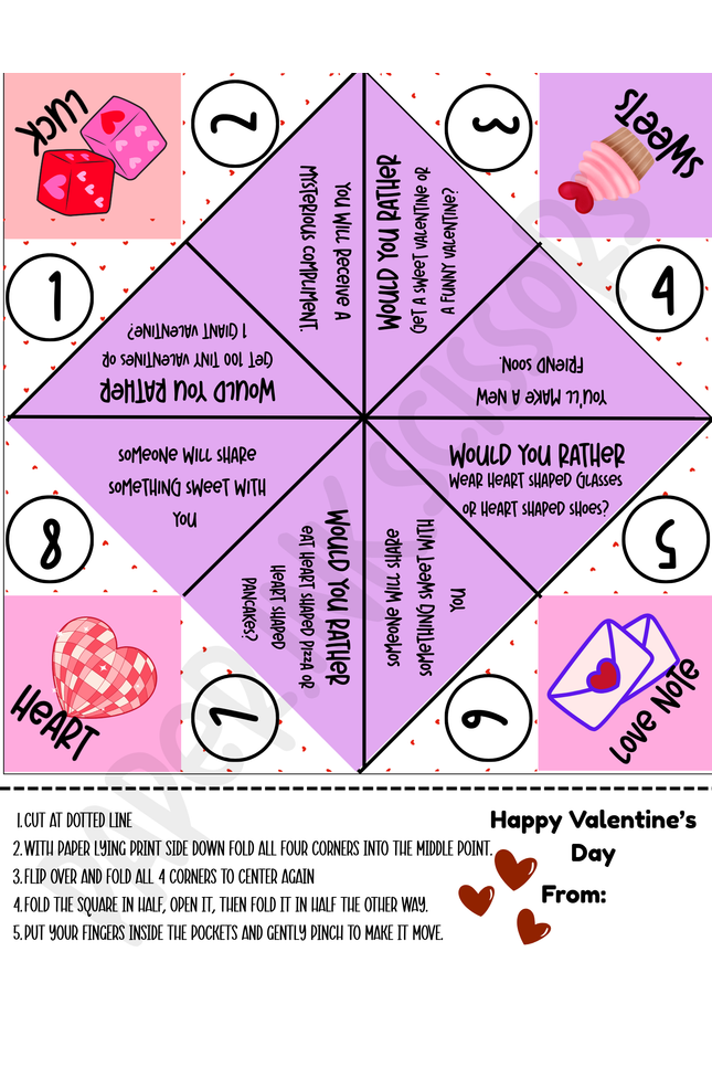 Valentine Fortune Teller/Cootie Catcher | Printable Valentine