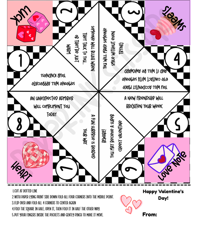 Valentine Fortune Teller cootie catcher | Printable Valentine