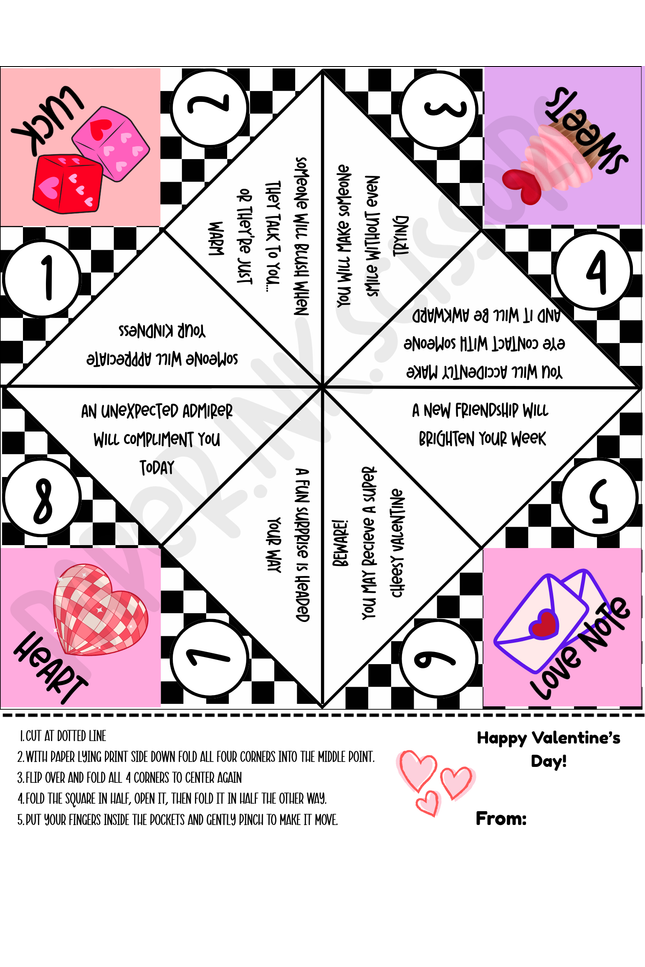 Valentine Fortune Teller cootie catcher | Printable Valentine
