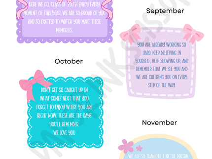 Class of 2027 Monthly Gift Tags