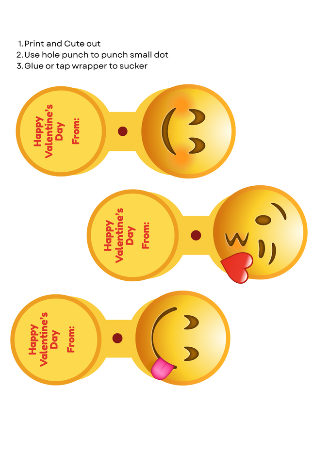 Emoji Sucker Wrapper | Printable Valentine