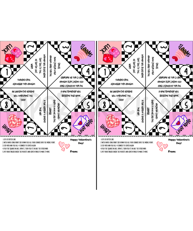 Valentine Fortune Teller cootie catcher | Printable Valentine
