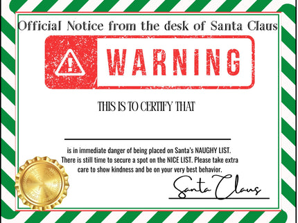 Official Notice from the desk of Santa Claus