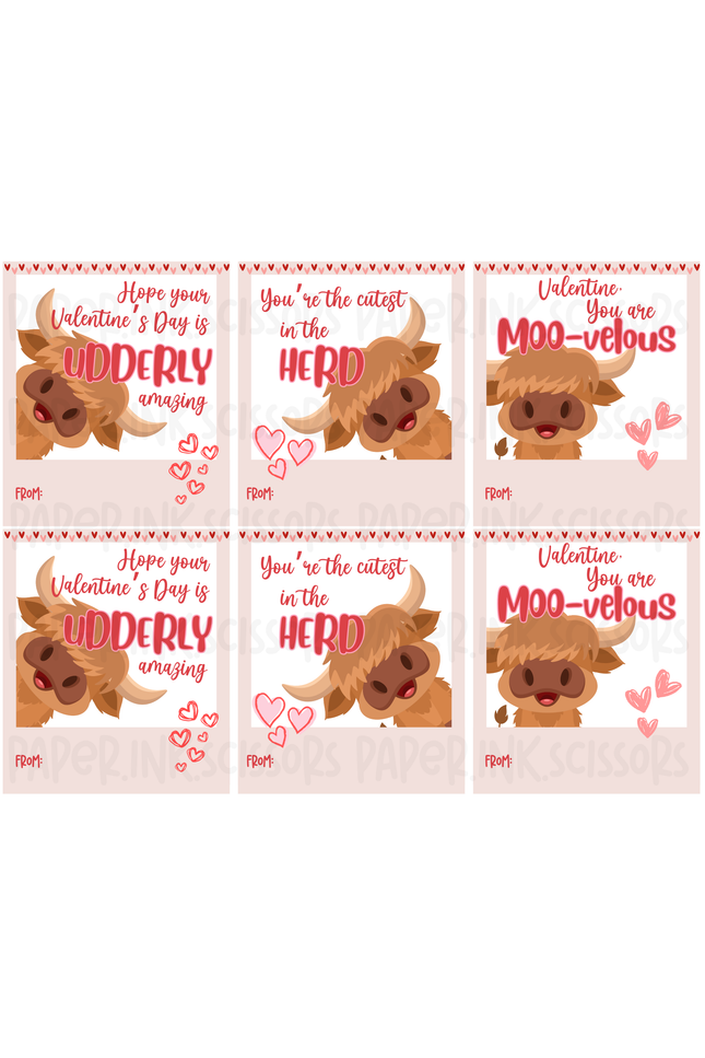 Highland Cow | Printable Valentine