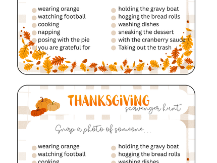 Thanksgiving photo scavenger hunt